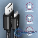 BUMM-AM15AB Kabel MicroUSB - USB-A, 1.5m, USB 2.0, 2.4A, ALU, oplot, Czarny