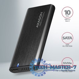 EEM2-SB2 Obudowa zewnętrzna aluminiowa bezśrubowa USB-C 3.2 Gen 2 - M.2 NVMe / SATA SSD 30-80mm ALU pudełko czarne + USB-A - USB
