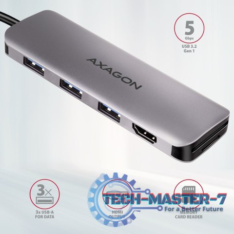 HMC-HCR3A Wieloportowy hub 3x USB-A + HDMI + SD/microSD, USB-C 3.2 Gen1, 20cm USB-C kabel HMC-HCR3A Wieloportowy hub 3x USB-A + HDMI + SD/microSD, USB-C 3.2 Gen1, 20cm USB-C kabel