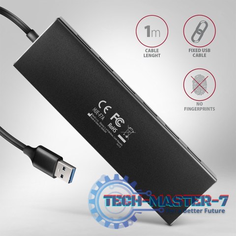 HUE-F7A Hub 7-portowy USB 3.2 Gen 1 ALU FLAT, micro USB, 1m USB-A kabel HUE-F7A Hub 7-portowy USB 3.2 Gen 1 ALU FLAT, micro USB, 1m USB-A kabel