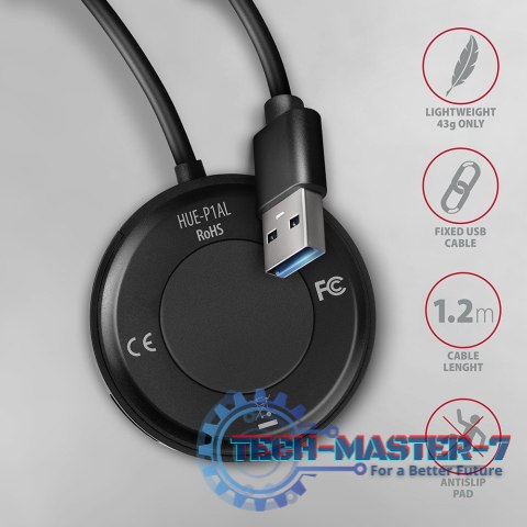 HUE-P1AL Hub 4-portowy USB 3.2 Gen 1 ROUND, micro USB, 1.2m USB-A kabel HUE-P1AL Hub 4-portowy USB 3.2 Gen 1 ROUND, micro USB, 1.2m USB-A kabel
