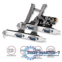 PCEA-S4N Kontroler PCIe 4x port szeregowy RS232 250 kbps, w zestawie SP & LP