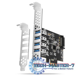 PCEU-43RS Kontroler PCIe 4x port USB 3.2 GEN 1, UASP, chipset Renesas, 15-pin SATA zasilacz, dual power