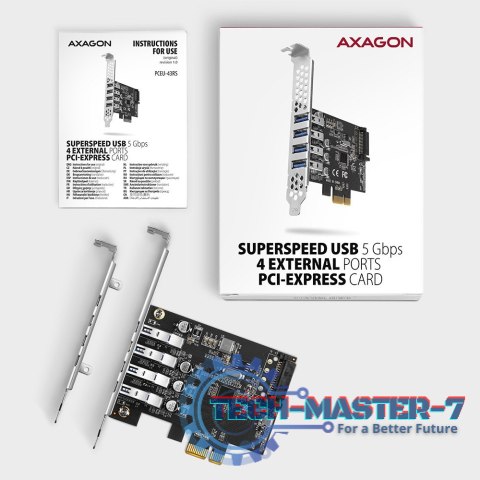PCEU-43RS Kontroler PCIe 4x port USB 3.2 GEN 1, UASP, chipset Renesas, 15-pin SATA zasilacz, dual power PCEU-43RS Kontroler PCIe 4x port USB 3.2 GEN 1, UASP, chipset Renesas, 15-pin SATA zasilacz, dual power