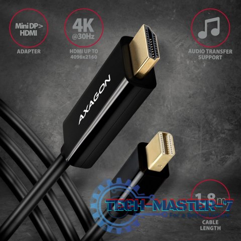 RVDM-HI14C2 Konwerter/kabel aktywny Mini DP > HDMI 1.4 kabel 1.8m4K/30Hz RVDM-HI14C2 Konwerter/kabel aktywny Mini DP > HDMI 1.4 kabel 1.8m4K/30Hz