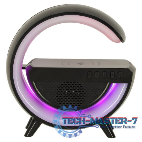 Lampka LED Gamingowa RGB głośnik ładowarka indukcyjna czarna Lampka LED Gamingowa RGB głośnik ładowarka indukcyjna czarna