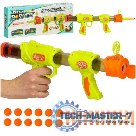 Pistolet na kulki karabin na piankowe naboje solidny dla dzieci gra 2w1 zielony Pistolet na kulki karabin na piankowe naboje solidny dla dzieci gra 2w1 zielony