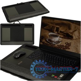 Stolik pod laptopa przenośny taca do łóżka na kolana podstawka czarny z poduszką