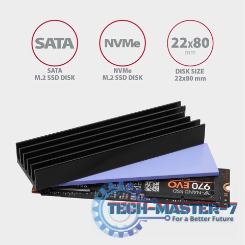 CLR-M2L10 Chłodnica aluminiowa pasywna do dysku M.2 SSD, ALU korpus, silikonowe silikonowe podkładki termiczne, wysokość 10mm CLR-M2L10 Chłodnica aluminiowa pasywna do dysku M.2 SSD, ALU korpus, silikonowe silikonowe podkładki termiczne, wysokość 10mm