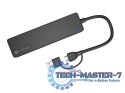 Hub USB-C 4 porty Mayfly czarny + adapter USB-A