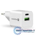 Ładowarka USB/USB-C QC3.0 30W technologia GaN Biała