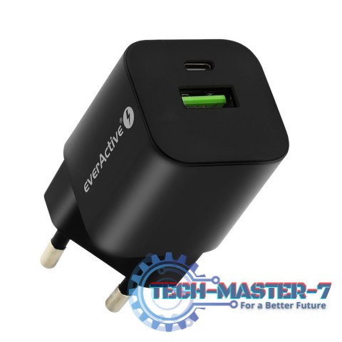 Ładowarka USB/USB-C QC3.0 30W technologia GaN Czarna Ładowarka USB/USB-C QC3.0 30W technologia GaN Czarna