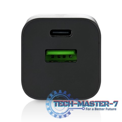 Ładowarka USB/USB-C QC3.0 30W technologia GaN Czarna Ładowarka USB/USB-C QC3.0 30W technologia GaN Czarna
