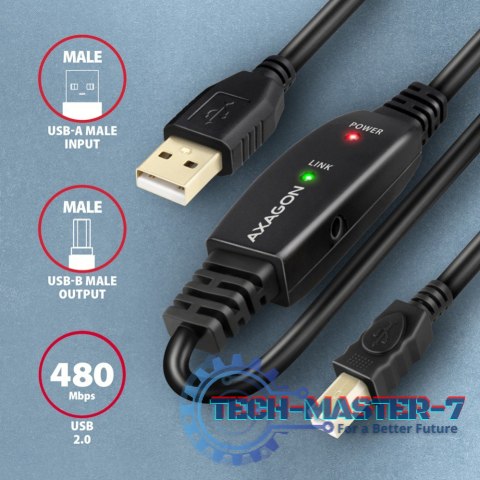ADR-215B USB 2.0 A-M -> B-M aktywny kabel połączeniowy/wzmacniacz 15m ADR-215B USB 2.0 A-M -> B-M aktywny kabel połączeniowy/wzmacniacz 15m