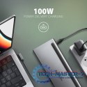 HMC-4KX3 Wieloportowy hub USB 11in1, 5Gbps, 3x USB-A, 2x HDMI 4K/60Hz+ DP 4K/60Hz+ GLAN + SD/microSD + audio, PD 100W, 40cm USB-