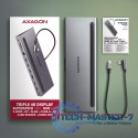HMC-4KX3 Wieloportowy hub USB 11in1, 5Gbps, 3x USB-A, 2x HDMI 4K/60Hz+ DP 4K/60Hz+ GLAN + SD/microSD + audio, PD 100W, 40cm USB-