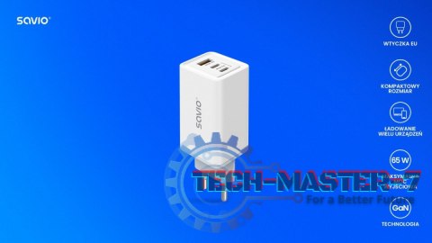 Ładowarka sieciowa USB GaN 65W, Quick Charge 4.0, Power Delivery 3.0, LA-07 Ładowarka sieciowa USB GaN 65W, Quick Charge 4.0, Power Delivery 3.0, LA-07