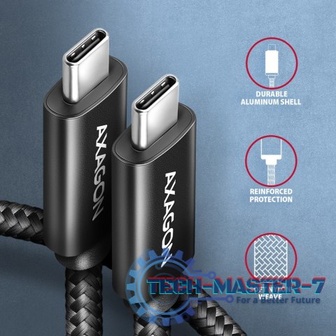 BUCM2-CM20AB Kabel USB-C - USB-C, 2.0m 5A charging, ALU, 240W PD, oplot, USB2.0, czarny BUCM2-CM20AB Kabel USB-C - USB-C, 2.0m 5A charging, ALU, 240W PD, oplot, USB2.0, czarny