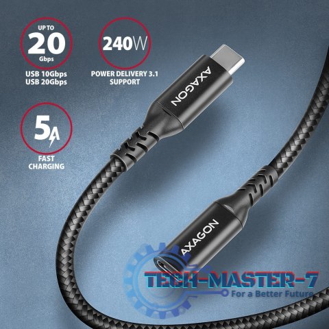 BUCM32-CF15AB Kabel przedłużacz Gen2 USB-C - USB-C 1.5m, 5A, 20Gbps, PD 240W, oplot, czarny BUCM32-CF15AB Kabel przedłużacz Gen2 USB-C - USB-C 1.5m, 5A, 20Gbps, PD 240W, oplot, czarny