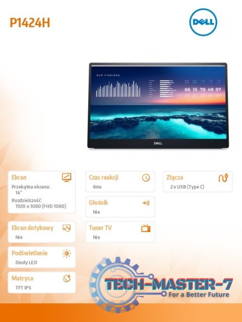 Monitor przenośny P1424H 14.0 cali 16:9/1920x1080/2xUSB-C Monitor przenośny P1424H 14.0 cali 16:9/1920x1080/2xUSB-C