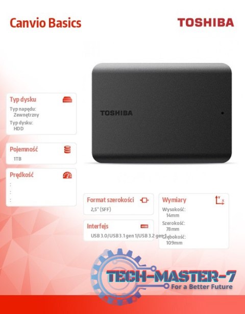 Dysk twardy Canvio Basics 2.5 1TB USB 3.0 2022 czarny Dysk twardy Canvio Basics 2.5 1TB USB 3.0 2022 czarny