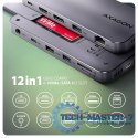 HMC-12GM2 Wieloportowy hub USB 12in1 + M.2 NVMe/SATA pozycja, 10Gbps, 3x USB-A, USB-C, HDMI 4K/60Hz, DP 4K/60Hz, GLAN, SD/microS