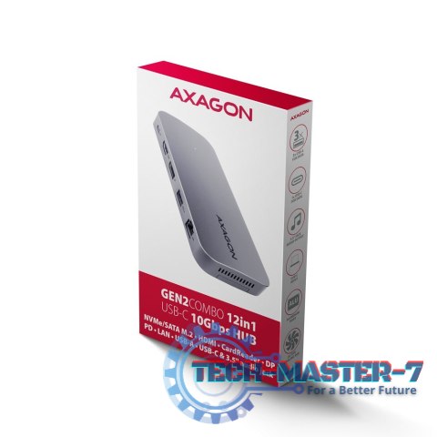 HMC-12GM2 Wieloportowy hub USB 12in1 + M.2 NVMe/SATA pozycja, 10Gbps, 3x USB-A, USB-C, HDMI 4K/60Hz, DP 4K/60Hz, GLAN, SD/microS HMC-12GM2 Wieloportowy hub USB 12in1 + M.2 NVMe/SATA pozycja, 10Gbps, 3x USB-A, USB-C, HDMI 4K/60Hz, DP 4K/60Hz, GLAN, SD/microS