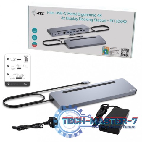 Stacja dokująca USB-C Metal Ergonomic 4K 3x Display Docking Station PD 100W Stacja dokująca USB-C Metal Ergonomic 4K 3x Display Docking Station PD 100W