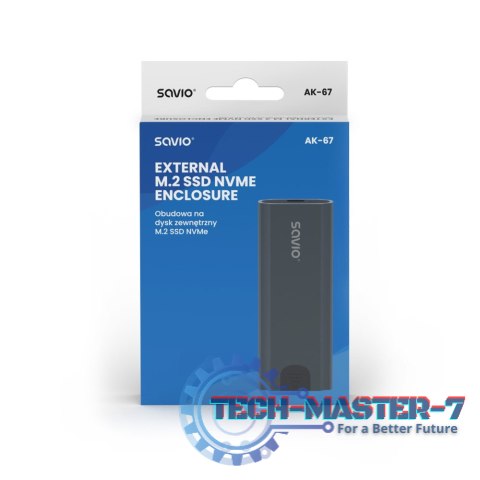 Obudowa na dysk zewnętrzny M.2 SSD NVMe, USB-C 3.1, AK-67 Obudowa na dysk zewnętrzny M.2 SSD NVMe, USB-C 3.1, AK-67