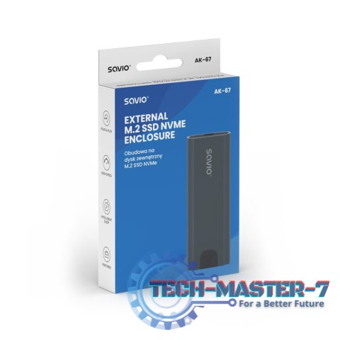 Obudowa na dysk zewnętrzny M.2 SSD NVMe, USB-C 3.1, AK-67 Obudowa na dysk zewnętrzny M.2 SSD NVMe, USB-C 3.1, AK-67