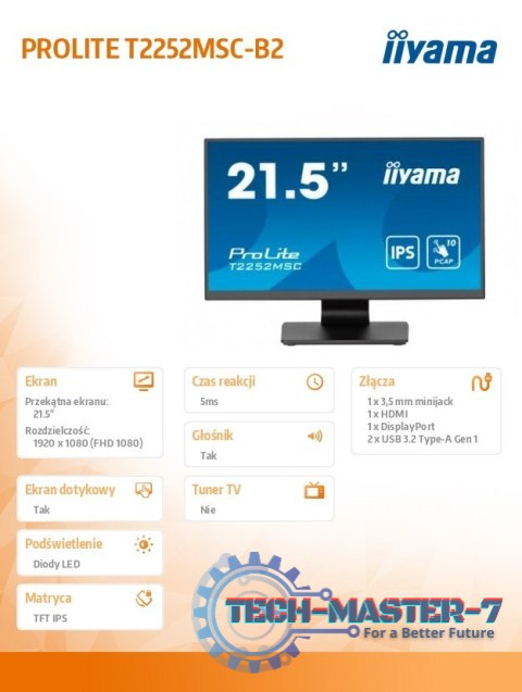 Monitor 22 cale T2252MSC-B2 10 PKT. POJ,IPS,HDMI,DP,2x1W,7H Monitor 22 cale T2252MSC-B2 10 PKT. POJ,IPS,HDMI,DP,2x1W,7H