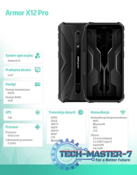 Smartfon Armor X12 Pro 4G 4/64GB IP69K czarny Smartfon Armor X12 Pro 4G 4/64GB IP69K czarny
