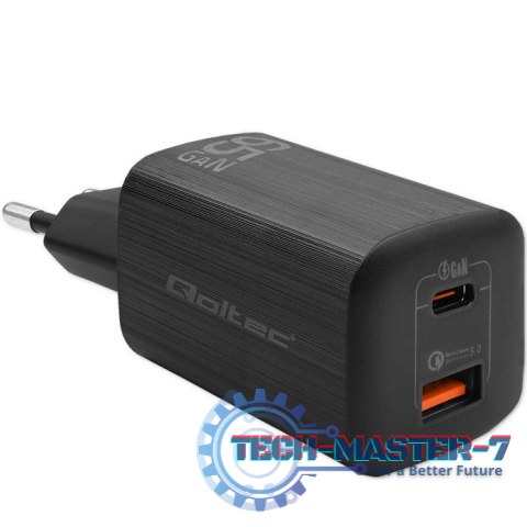 Ładowarka sieciowa 65W GaN ULTRA | 5-20V | 2.25-3.25A | 1 x USB typ C PD | 1 x USB | Czarna Ładowarka sieciowa 65W GaN ULTRA | 5-20V | 2.25-3.25A | 1 x USB typ C PD | 1 x USB | Czarna