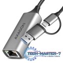 ADE-TXCA Karta sieciowa Gigabit Ethernet adapter, USB-C (USB-A redukcja) 3.2 Gen 1, instalacja automatyczna