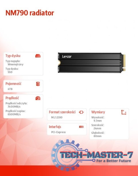 Dysk SSD NM790 4TB radiator PCIeGen4x4 7400/6500MB/s Dysk SSD NM790 4TB radiator PCIeGen4x4 7400/6500MB/s
