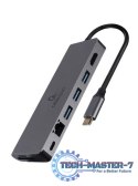 Hub USB-C do HDMI 1xUSB-C GbE 2xUSB-A Card PD