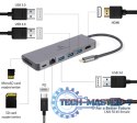 Hub USB-C do HDMI 1xUSB-C GbE 2xUSB-A Card PD