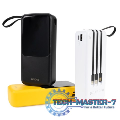 Powerbank 20000 mAh z wbudowanym kablem USB-C / Lightning / Micro USB + USB-A Biały Powerbank 20000 mAh z wbudowanym kablem USB-C / Lightning / Micro USB + USB-A Biały
