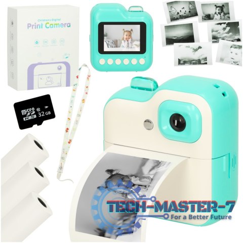 Aparat fotograficzny natychmiastowy drukarka termiczna + wkłady karta 32GB zielony Aparat fotograficzny natychmiastowy drukarka termiczna + wkłady karta 32GB zielony