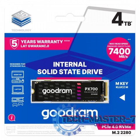 Dysk SSD PX700 4TB M.2 PCIe 2280 4x4 7400/6500MB/s Dysk SSD PX700 4TB M.2 PCIe 2280 4x4 7400/6500MB/s