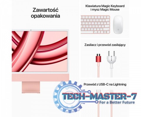 IMac 24 cale: M3 8/8, 8GB, 256GB SSD - Różowy IMac 24 cale: M3 8/8, 8GB, 256GB SSD - Różowy