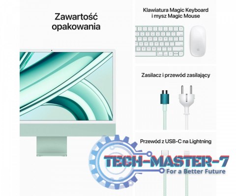 IMac 24 cale: M3 8/8, 8GB, 256GB SSD - Zielony IMac 24 cale: M3 8/8, 8GB, 256GB SSD - Zielony