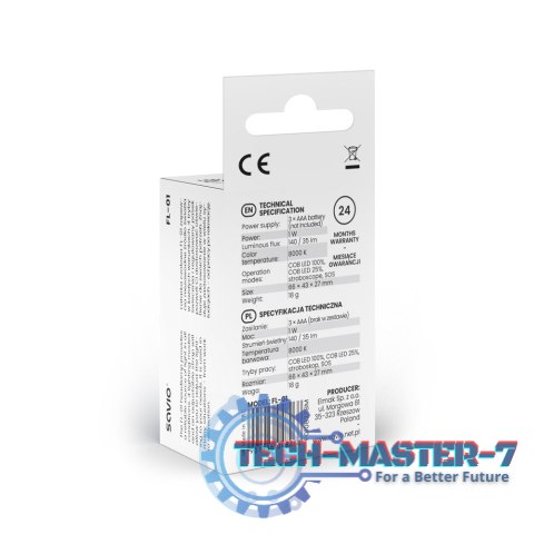 Latarka czołowa LED, COB, 140 lm, zasięg 10m, 4 tryby, FL-01 Latarka czołowa LED, COB, 140 lm, zasięg 10m, 4 tryby, FL-01