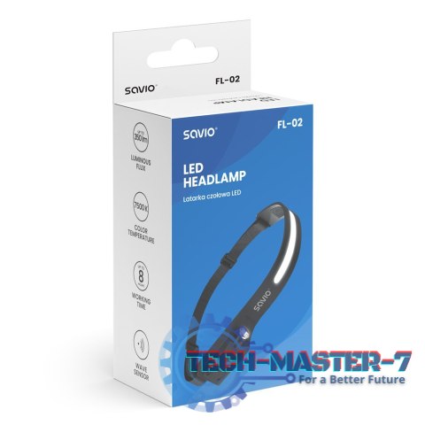 Latarka czołowa LED z czujnikiem ruchu, USB-C, 350 lm, zasięg 80m, FL-02 Latarka czołowa LED z czujnikiem ruchu, USB-C, 350 lm, zasięg 80m, FL-02