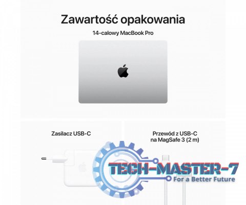 MacBook Pro 14,2 cali: M3 8/10, 8GB, 512GB - Srebrny MacBook Pro 14,2 cali: M3 8/10, 8GB, 512GB - Srebrny