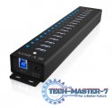 Hub IB-HUB1717 16+1 port USB HUB, 16x USB + 1x USB do ładowania, USB 3.2 Gen 1, 96 Watt zasilacz
