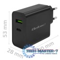 Ładowarka Super Quick PD | 1xUSB-C | 1xUSB | 45W | 5-20V | 2.25-3A | Czarna