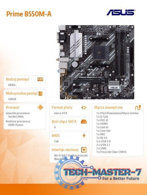 Płyta główna Prime B550M-A WIFI II AM4 4DDR4 HDMI M.2 mATX Płyta główna Prime B550M-A WIFI II AM4 4DDR4 HDMI M.2 mATX