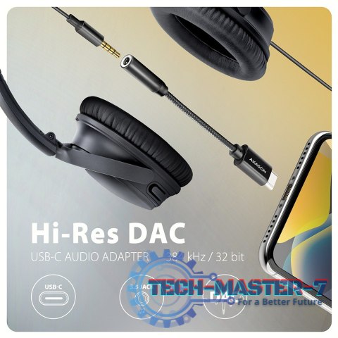 ADA-HC Zewnętrzna karta dźwiękowa USB-C 32bit DAC 3.5mm (F) złącze, 384kHz ADA-HC Zewnętrzna karta dźwiękowa USB-C 32bit DAC 3.5mm (F) złącze, 384kHz