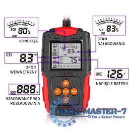 Cyfrowy tester akumulatora z wyświetlaczem LCD | 12V | 24V | 3Ah-200Ah